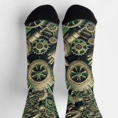 Steampunk工業用グリーンクロックギア ソックス (上部)