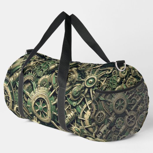 Steampunk工業用グリーンクロックギア ダッフルバッグ (右コーナー)