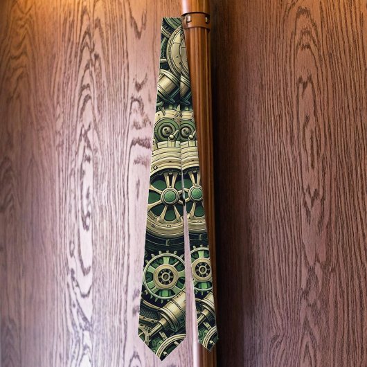 Steampunk工業用グリーンクロックギア ネクタイ