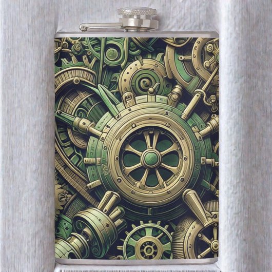 Steampunk工業用グリーンクロックギア フラスク