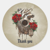 Steampunk情熱、愛の機械的なハート。 ラウンドシール (正面)
