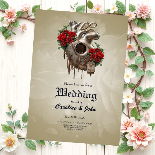 Steampunk情熱、愛の機械的なハート。 招待状