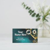 Steampunk拡大鏡の時計加工ギア 名刺 (スタンド正面)