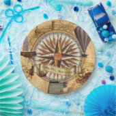 Steampunk旅行旧式な地図のコンパスの冒険 ペーパープレート (パーティー)