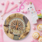 Steampunk旅行旧式な地図のコンパスの冒険 ペーパープレート (パーティー)