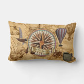 Steampunk旅行旧式な地図のコンパスの冒険 ランバークッション (裏面)