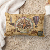 Steampunk旅行旧式な地図のコンパスの冒険 ランバークッション (ブランケット)