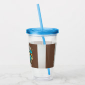 Steampunk時計とターコイズバラオンストライプの アクリルタンブラー (左)