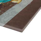 Steampunk時計とターコイズバラオンストライプの カッティングボード (角)