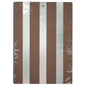 Steampunk時計とターコイズバラオンストライプの クリップボード (裏面)