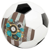 Steampunk時計とターコイズバラオンストライプの サッカーボール (3/4)