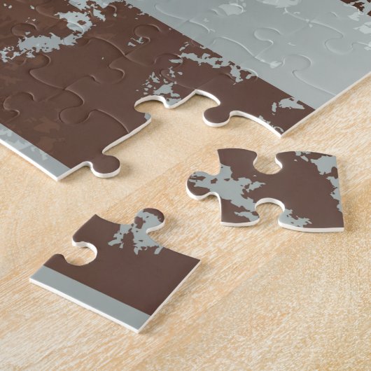 Steampunk時計とターコイズバラオンストライプの ジグソーパズル (側面)