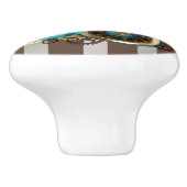 Steampunk時計とターコイズバラオンストライプの セラミックノブ (側面)