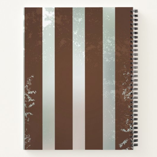 Steampunk時計とターコイズバラオンストライプの ノートブック (裏面)