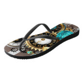 Steampunk時計とターコイズバラオンストライプの ビーチサンダル (アングル)