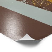 Steampunk時計とターコイズバラオンストライプの フォトプリント (角)