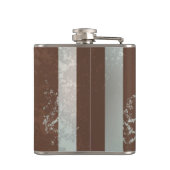 Steampunk時計とターコイズバラオンストライプの フラスク (裏面)