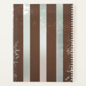 Steampunk時計とターコイズバラオンストライプの プランナー手帳 (裏面)