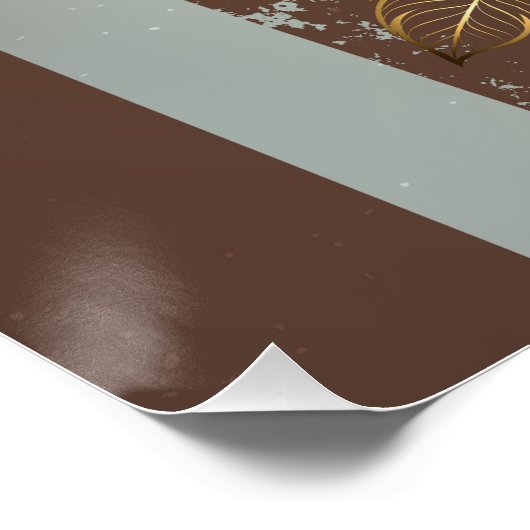 Steampunk時計とターコイズバラオンストライプの ポスター (コーナー)