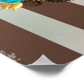 Steampunk時計とターコイズバラオンストライプの ポスター (角)