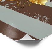 Steampunk時計とターコイズバラオンストライプの ポスター (コーナー)