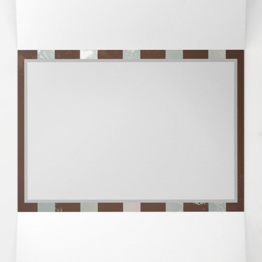 Steampunk時計とターコイズバラオンストライプの 三つ折り案内状 (内部中)