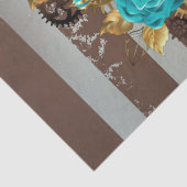 Steampunk時計とターコイズバラオンストライプの 薄葉紙 (詳細)