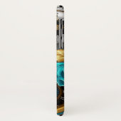 Steampunk時計とターコイズバラオンストライプの Case-Mate iPhoneケース (裏面/左)