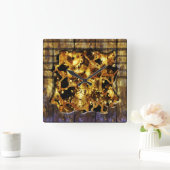 Steampunk根本的な4の時計 スクエア壁時計 (ホーム)