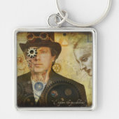 Steampunk正方形のKeychain キーホルダー (正面)