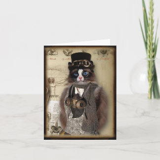 Steampunk猫のカスタムNotecard カード