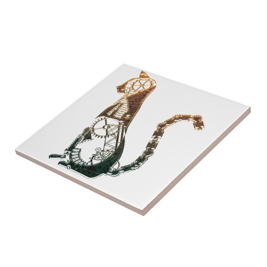 Steampunk猫のタイル タイル (側面)