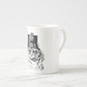 Steampunk猫のマグ、シルクハットの子猫 ボーンチャイナマグカップ (正面右)