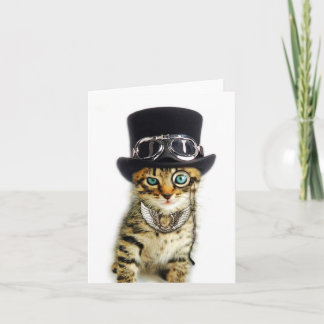 Steampunk猫のメッセージカード カード