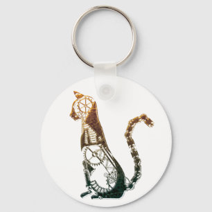 Steampunk猫のkeychain キーホルダー