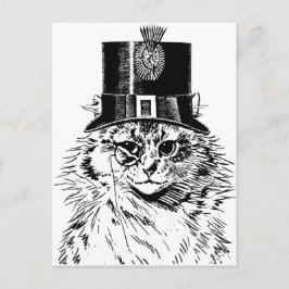 Steampunk猫グリーティングカード、トップハットの子猫 ポストカード