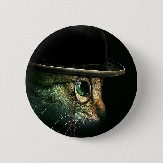 Steampunk猫ピン背部ボタン 缶バッジ (正面)