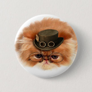 Steampunk猫ボタン 缶バッジ