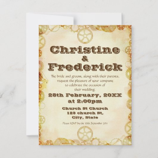 Steampunk結婚の招待 招待状 (正面)