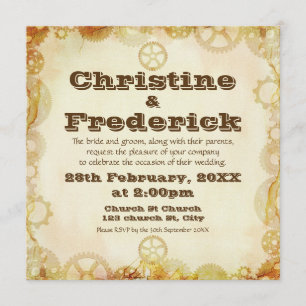 Steampunk結婚, 5.25" x 5.25"招待状 招待状