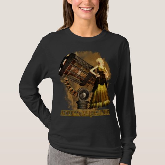 Steampunk長いSleve T Cerisの望遠鏡の夢 Tシャツ (正面)
