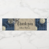 Steampunk青いゴシック様式の時計とスカル水 ペットボトルラベル (シングルラベル)