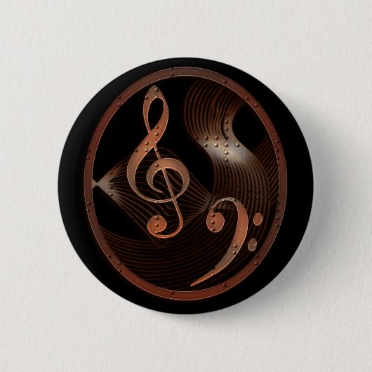 Steampunk音楽デザインボタンピン 缶バッジ (正面)