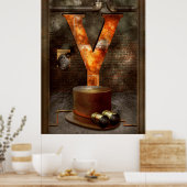 Steampunk – アルファベット – Yは黄色のゴーグル用 ポスター (キッチン)