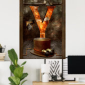 Steampunk – アルファベット – Yは黄色のゴーグル用 ポスター (ホームオフィス)