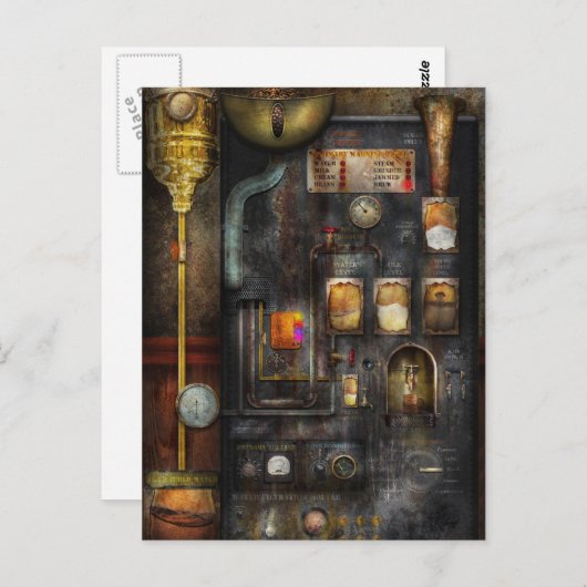 Steampunk – コーヒー1杯ですべてのもの ポストカード (正面/裏面)