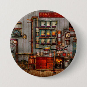 Steampunk -コーヒー-会社のコーヒーメーカー 缶バッジ