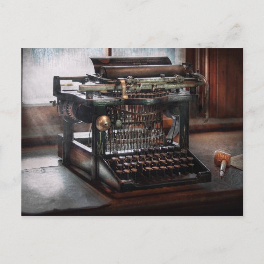 Steampunk – タイプライター – 本当に古いタイプライター ポストカード (正面)