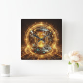 Steampunk、タイムマシン、時間/宇宙/連続体003X スクエア壁時計 (ホーム)