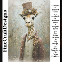 Steampunk ビクトリアン Giraffe、Top Hat CA4 Decopage